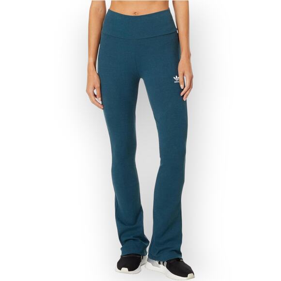 Small NEW Adidas Essential Rib Flared Legging ArcticNight Teal 32"Inseam - Picture 6 of 11